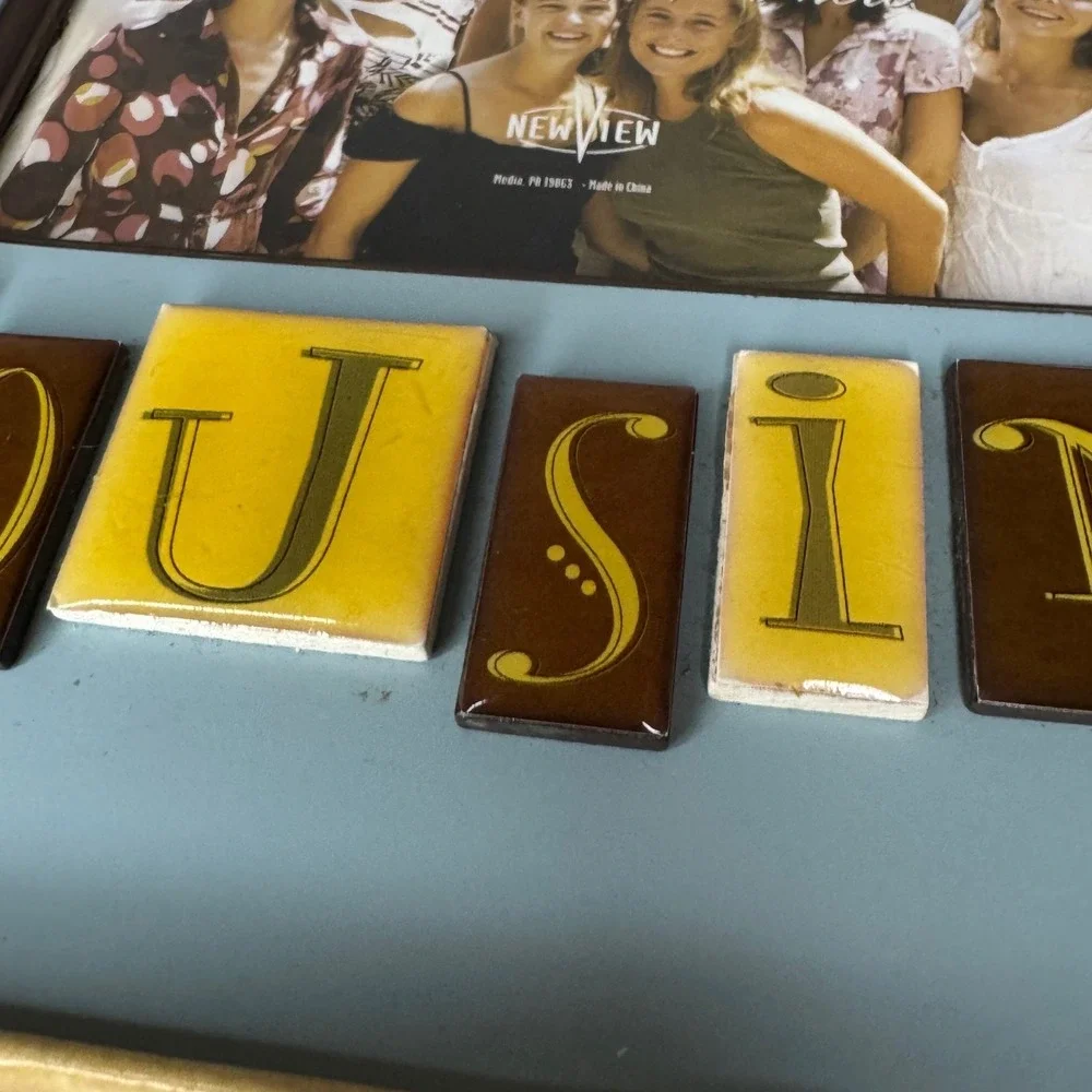 New View Cousins Tile Type Photo Frame 4x6 Blue Yellow Brown Y2K Color‎ Block